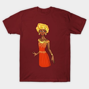 Black is Beautiful - Chad African Heritage Melanin Girl in traditional outfit T-Shirt